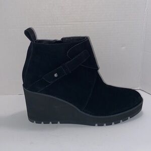 Eileen Fisher Tinker Black Suede Wedge Booties New Size 11